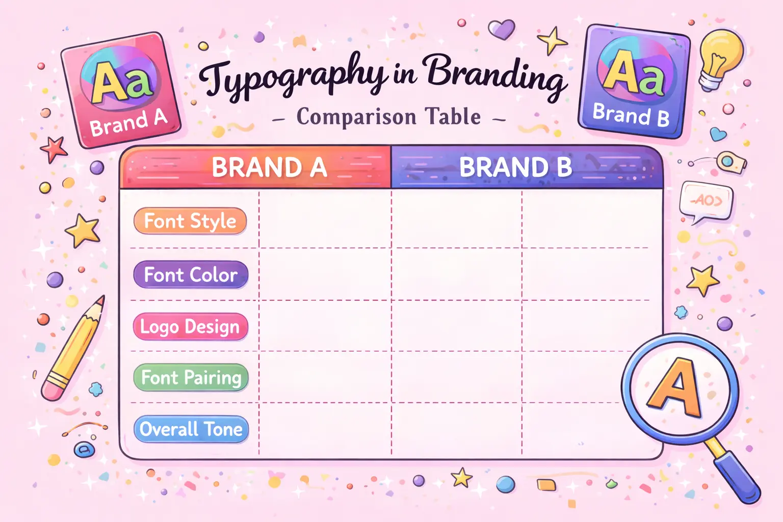 typography in Branding- comparision table
