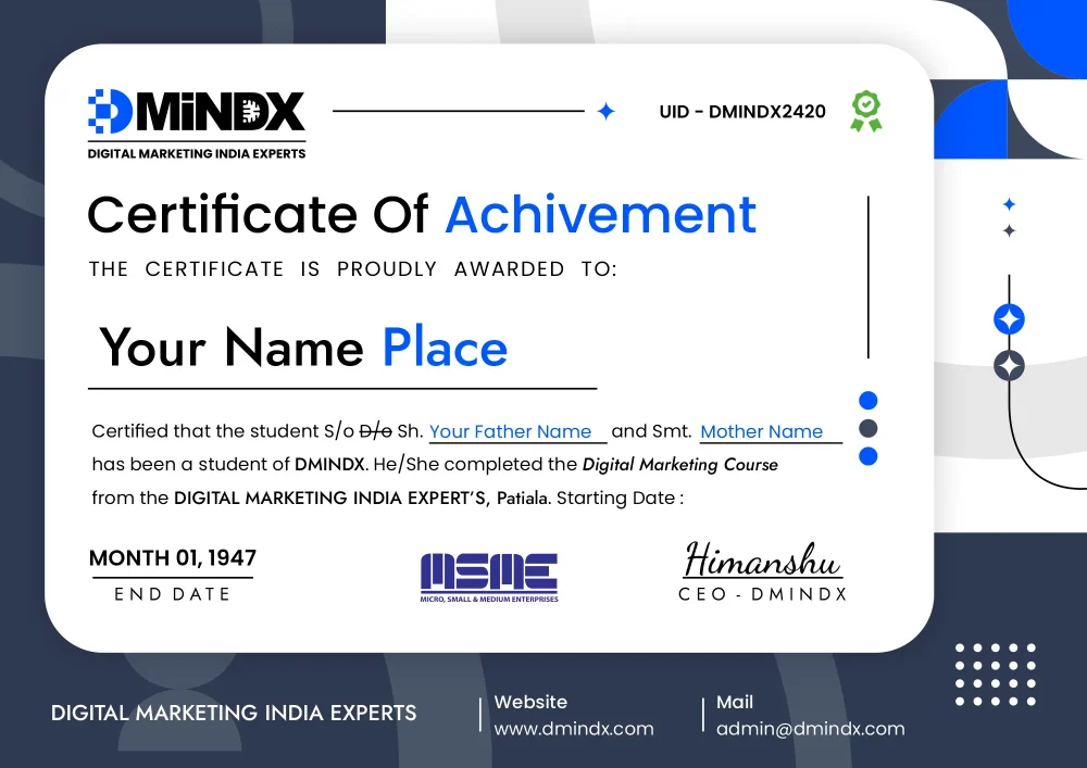 DMINDX Certificate